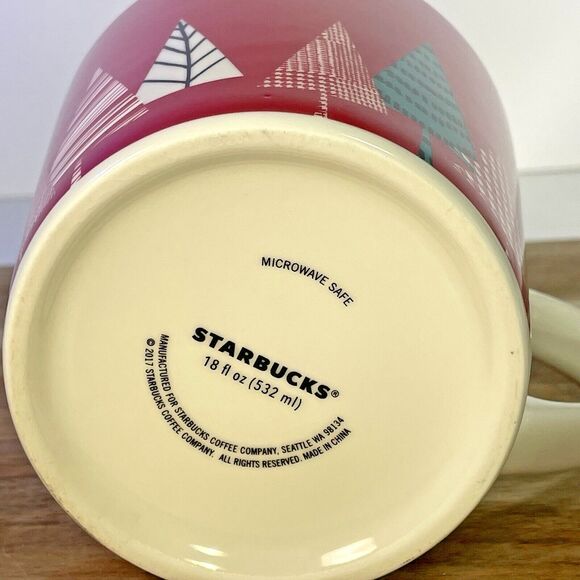 Starbucks 2017 Geometric Plaid Stripe Christmas Holiday Trees Retro Modern Mug - Picture 10 of 11